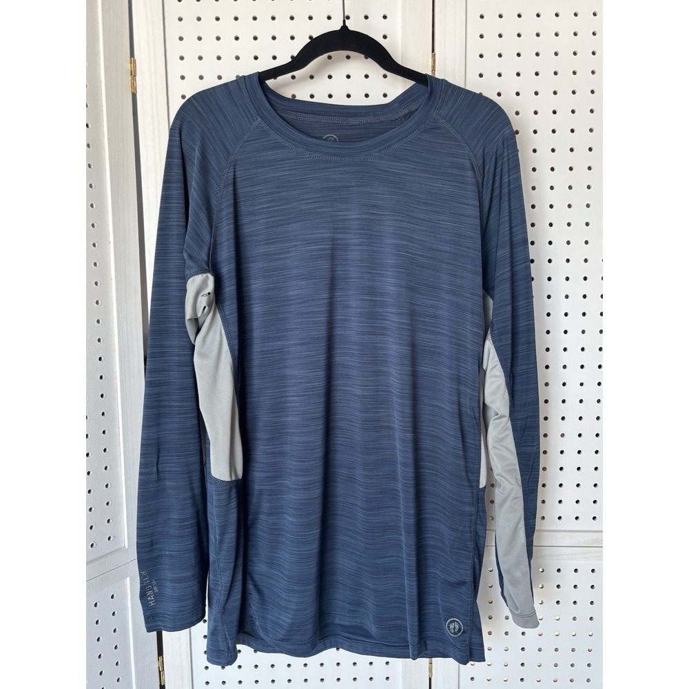 Hang‎ Ten Long Sleeve Shirt UPF 50+ Men's Size L Back Zipper Surfing Biking Blue